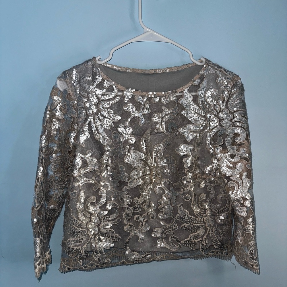 Boston Proper Sequined Layered Top Size Small